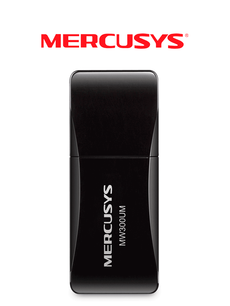 MERCUSYS MW300UM - Adaptador inalámbrico N, 300 Mbps, 2.4 GHz, 2 antenas internas, diseño portátil