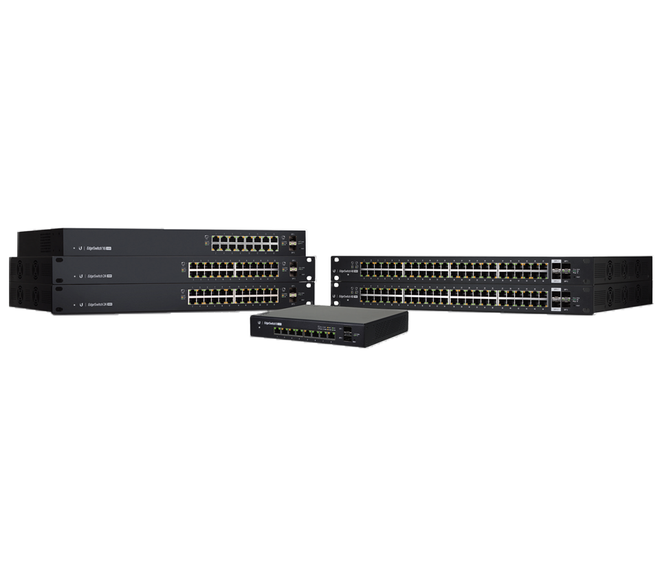 UBIQUITI ES-24-250W - Edge Switch Gigabit PoE 250W de capa 2 administrable con 24 puertos Gigabit y 2 puertos SFP. Capacidad de conmutación de 52 Gbps.