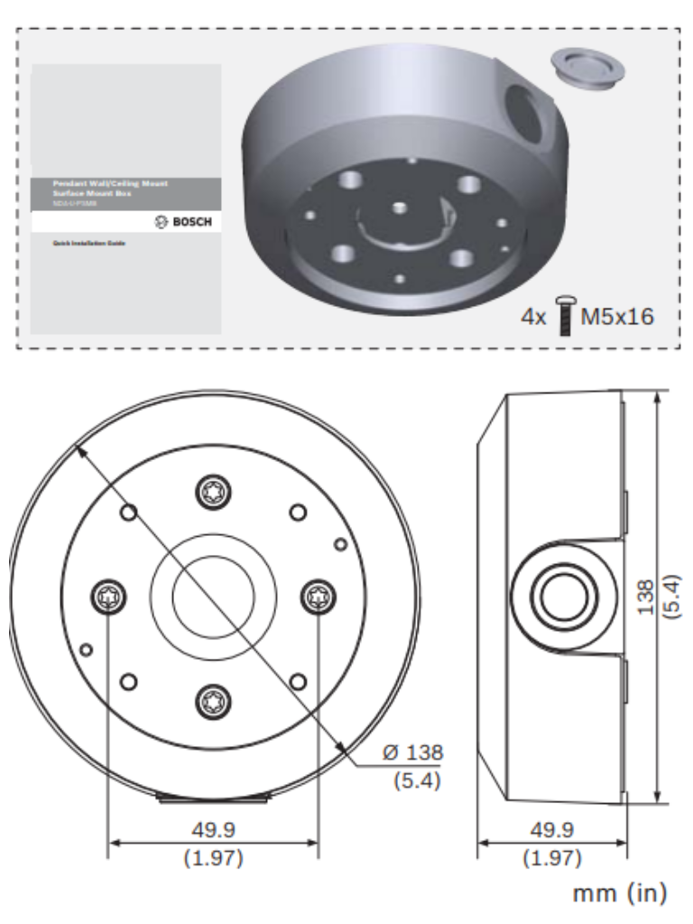 BOSCH V_NDAUPSMB - Caja de montaje en superficie SMB para montaje en pared o tuberia