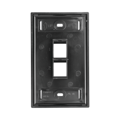 Placa de Pared Vertical, Salida Para 2 Puertos Keystone, Con Espacios Para Etiquetas, Color Negro