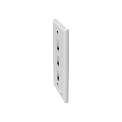Placa de Pared Vertical, Salida Para 3 Puertos Keystone, Color Blanco
