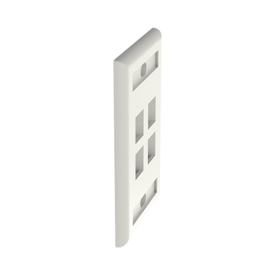 Placa de Pared Vertical, Salida Para 4 Puertos Keystone, Con Espacios Para Etiquetas, Color Blanco Mate