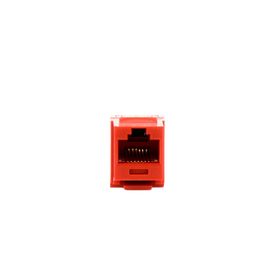 Conector Jack Estilo 110 (de Impacto), Tipo Keystone, Categoría 6, de 8 Posiciones y 8 Cables, Color Rojo