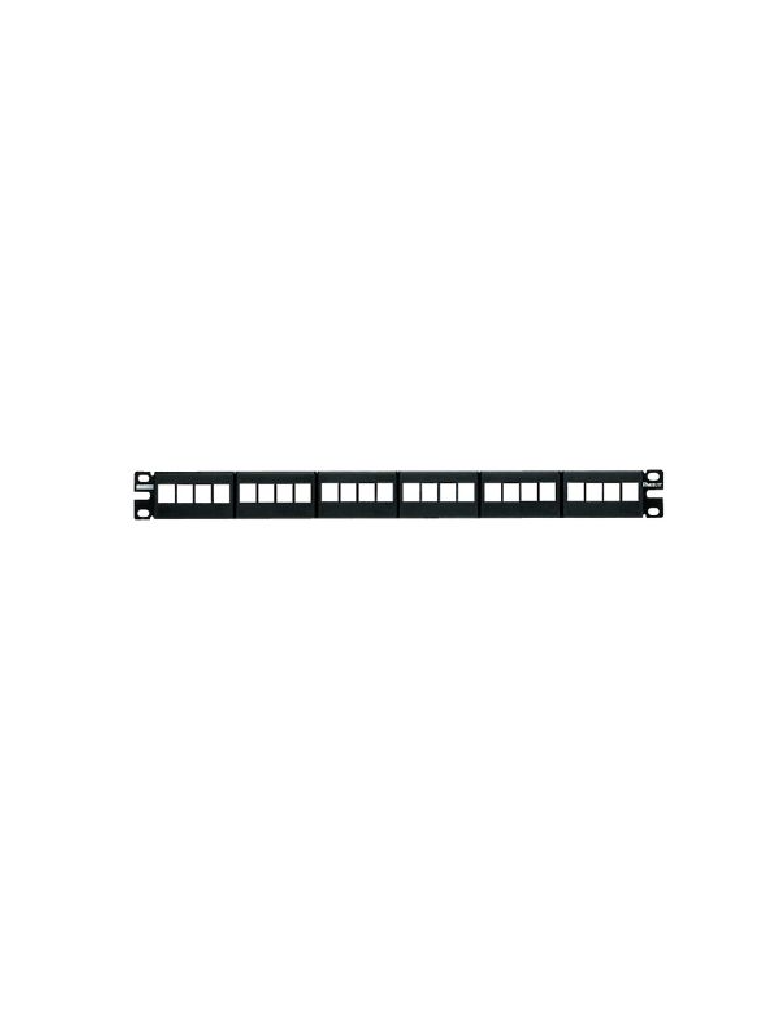 PANDUIT NKFP24Y - Panel de Parcheo NetKey™ Keystone, 24 puertos, 1 RU / Negro / Hasta 24 módulos Keystone para aplicaciones no blindadas / Panel descargado o vacío
