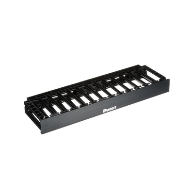 Organizador de Cables Horizontal NetManager de Alta Densidad, Sencillo (Solo Frontal), Para Rack de 19in, 1UR