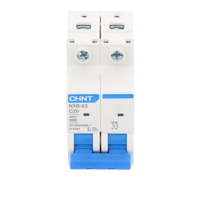 Pastilla para Riel Din, 2 Polos, 20 Amp, Vca:110/415v, 6kA, Catálogo: NXB632PC20, Serie: NXB-63.