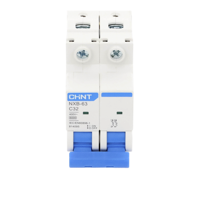 Pastilla para Riel Din, 2 Polos, 32 Amp, Vca:110/415v, 6kA, Catálogo: NXB632PC32, Serie: NXB-63.