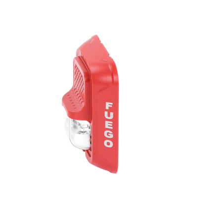 Sirena con Lámpara Estroboscópica a 2 Hilos, Montaje en Pared, Color Rojo, Configuración Estroboscópica Seleccionable y Texto en Español, Nuevo Diseño Moderno y Elegante y Menor Consumo de Corriente