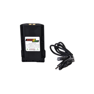 Batería GOOD 2 GO de 2600 mAh de LI-ION para radios ICOM: ICF14/3021/4161/ICF43TR/ICF3013/4013/ICF3021S7 3021T/ICF4021S/4021T con adaptador de pared USB , adaptador USB vehicular y cable mini USB