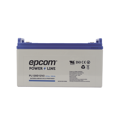 Batería 12 Vcc / 120 Ah / UL / Tecnología AGM-VRLA / CICLO PROFUNDO / Para uso en aplicaciones fotovoltaicas y de emergencia  / Terminales T4