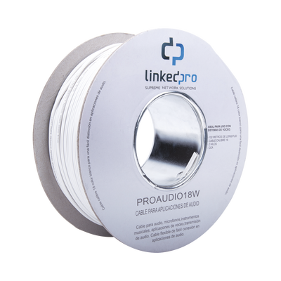 Bobina de 152 mts para Salidas de Audio como Bocinas / Calibre 18 en 2 Hilos / Color Blanco / Tipo CCA