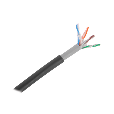 Bobina de Cable de 305 Metros (1000 Pies), Cat5E, con Gel, para Intemperie, Doble Forro Extrema Humedad, Bajo Tierra, UL, Color Negro para Aplicaciones en Video Vigilancia, y Redes de Alta Velocidad.