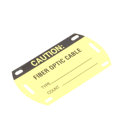 Kit de 5 Etiquetas Autolaminadas para Fibra Óptica, Para Uso Interior/Exterior, Dimensiones de 90.42 x 52.32 mm (3.56 x 2.06 pulgadas), Color Negro con Amarillo