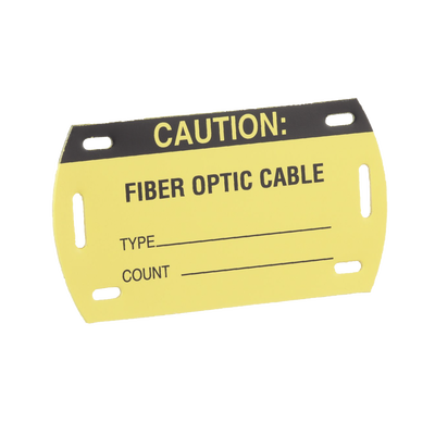 Kit de 5 Etiquetas Autolaminadas para Fibra Óptica, Para Uso Interior/Exterior, Dimensiones de 90.42 x 52.32 mm (3.56 x 2.06 pulgadas), Color Negro con Amarillo