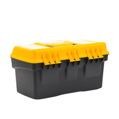 Caja Porta Herramientas 17", 44x26x23 cm Bicolor con Compartimientos para Tornillos.