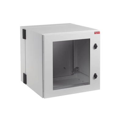 Gabinete Industrial ProTek de Puerta con Ventana, Protección NEMA Tipo 12; IP55; IK10, Abatible, Fabricado en Acero, 12 UR, Color Gris Claro