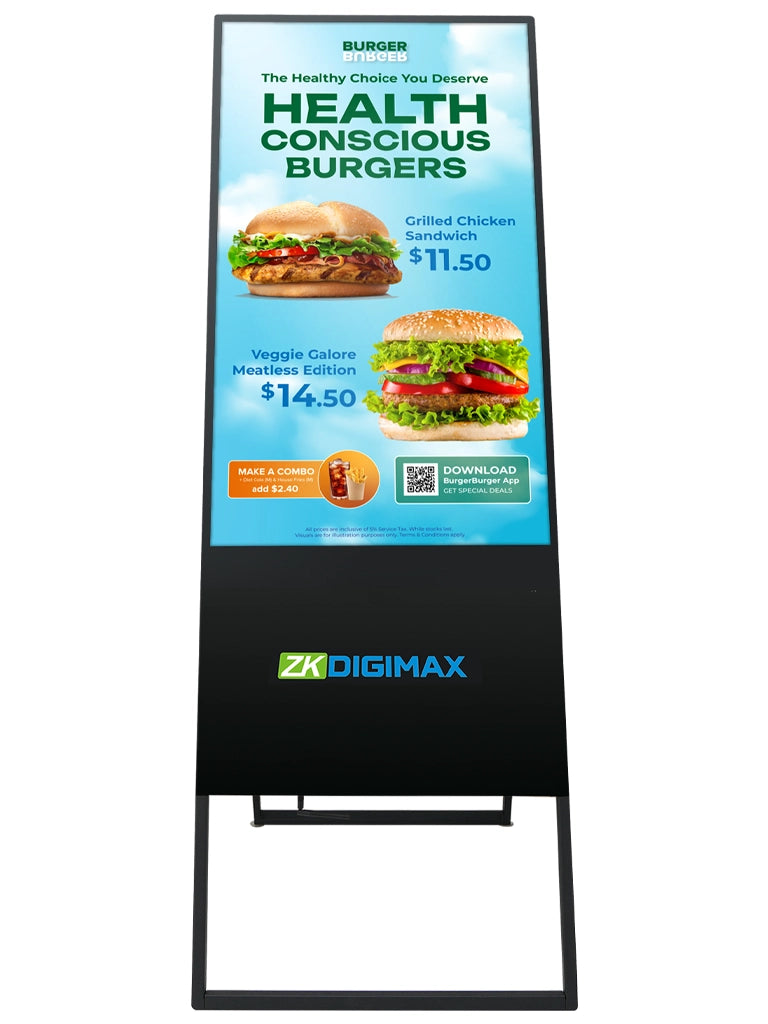 ZKDIGIMAX DG03A2F43 – Pantalla LCD de 43" tipo Banner Vertical, Full HD, Android 11, Brillo 350 nits, Vida útil +30,000 h, Ideal para Publicidad Digital en Retail y Servicios