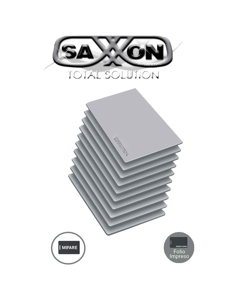 SAXMIFARE - Paquete de 10 Tarjetas de Proximidad Mifare 13.56 Mhz Para Control de Acceso / PVC / Imprimible / 1 KByte / 0.88 mm de Grosor / Folio Impreso