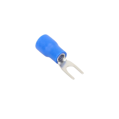 Terminal tipo horquilla ( espada ) aislada / 16 - 14 AWG / Azúl / Paquete de 25 piezas.