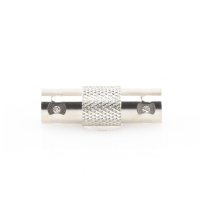 Adaptador Tipo Barril para 75 Ohm, de Conector BNC Hembra a BNC Hembra, Níquel/ Oro/ Teflón.
