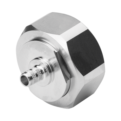 Conector DIN 7-16 Macho de Pin Cautivo, Anillo Plegable para Cable RG-8/X, LMR-240, Bronce Blanco/ Plata/ Teflón.â€‹