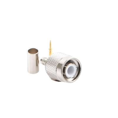 Conector TNC Macho de Anillo Plegable para Cables RG-58/U, RG-142/U, LMR-195, Níquel/ Oro/ Teflón.