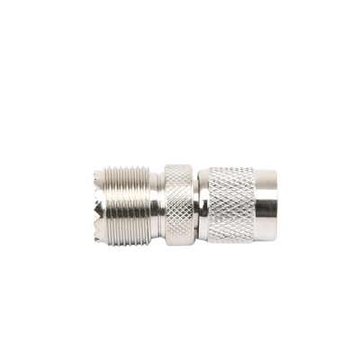 Adaptador en Línea de Conector TNC Macho a Conector UHF Hembra (SO-239), Níquel/ Oro/ Teflón.