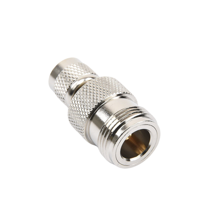 Adaptador en Línea, de Conector Mini-UHF Macho a N Hembra, Níquel/ Oro/ Teflón.