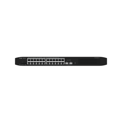 Switch Smart PoE con 24 puertos Gigabit PoE 802.3af/at + 2 SFP para fibra 1Gb, gestión gratuita desde la nube, 370w