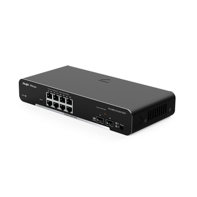 Switch Administrable PoE Capa 2, con 8 puertos Gigabit PoE 802.3af/at + 2 SFP para fibra 1Gb, gestión gratuita desde la nube, 125w