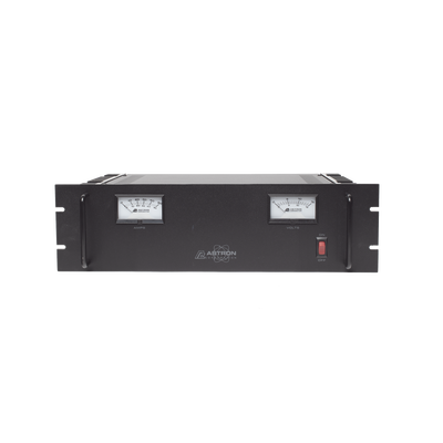 Fuente de poder 13.8Vcc, 50A, lineal regulada con circuito cargador de baterías, medidores, para instalación en rack
