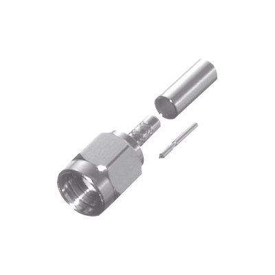 Conector SMA Macho de Anillo Plegable para Cables; RG-58/U Plenum, RG-122, Motorola Blanco, Niquel/Oro/Teflón.