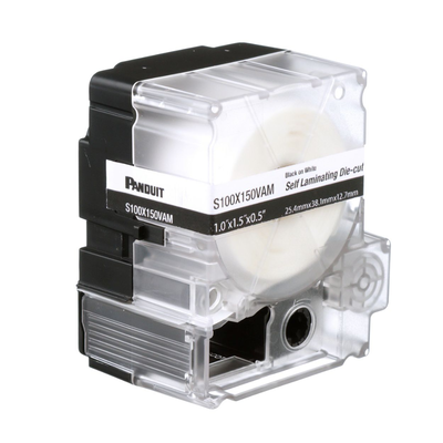 Casete de 175 Etiquetas Autolaminadas de 25.4 x 38.1 mm (1 x 1.5 pulgadas), para Cables de 4 a 8.1 mm (0.16 a 0.32 pulgadas) de Diámetro, Área de Impresión Color Blanco