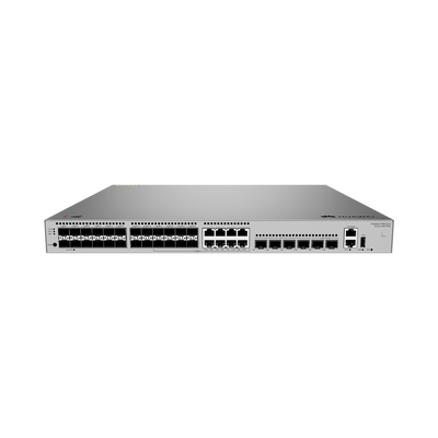 Switch Empresarial Core Gigabit Administrable  Capa 3 / 24 puertos 1GE SFP ( Combo con 8 Puertos 10/100/1000 Mbps) / 4 Puertos 10GE SFP+ Uplink / 2 Puertos 10GE SFP+ (Stack) / ERPS / Ruteo Dinámico (RIP, OSPF, IS-IS y BGP)  / iStack / Administraci&