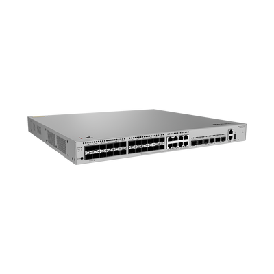 Switch Empresarial Core Gigabit Administrable  Capa 3 / 24 puertos 1GE SFP ( Combo con 8 Puertos 10/100/1000 Mbps) / 4 Puertos 10GE SFP+ Uplink / 2 Puertos 10GE SFP+ (Stack) / ERPS / Ruteo Dinámico (RIP, OSPF, IS-IS y BGP)  / iStack / Administraci&