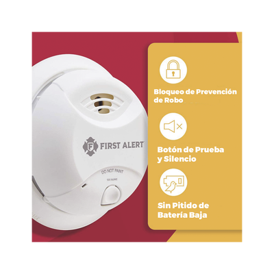 Detector de Humo Autónomo, No Requiere Panel, Batería Sellada de Litio por 10 años, Sensor por Ionización, Sin cableado
