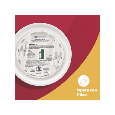 Detector de Humo Autónomo, No Requiere Panel, Batería Sellada de Litio por 10 años, Sensor por Ionización, Sin cableado