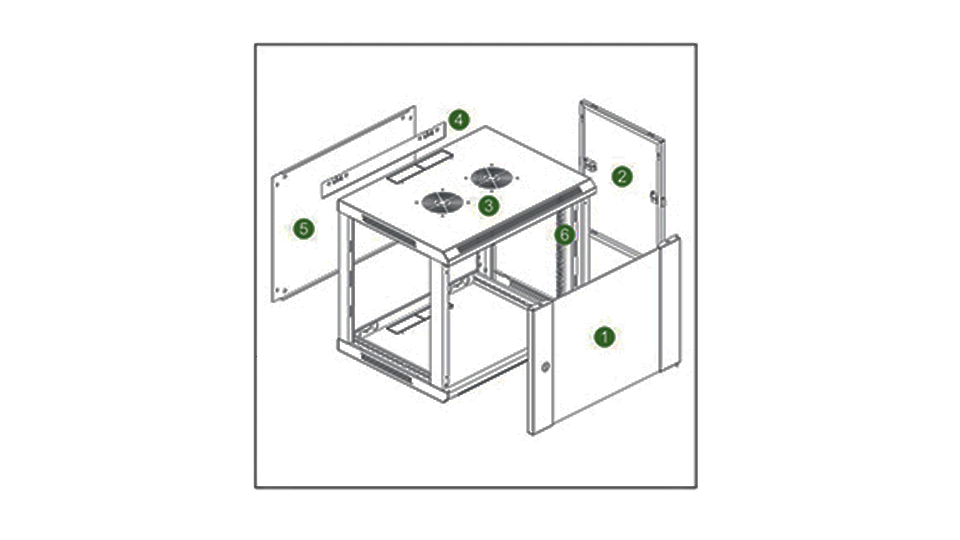SAXXON SA640601 - Gabinete de pared de 6 UR, fijo, con capacidad de carga de 60 Kg. Dimensiones 60x45x37cm, de acero.