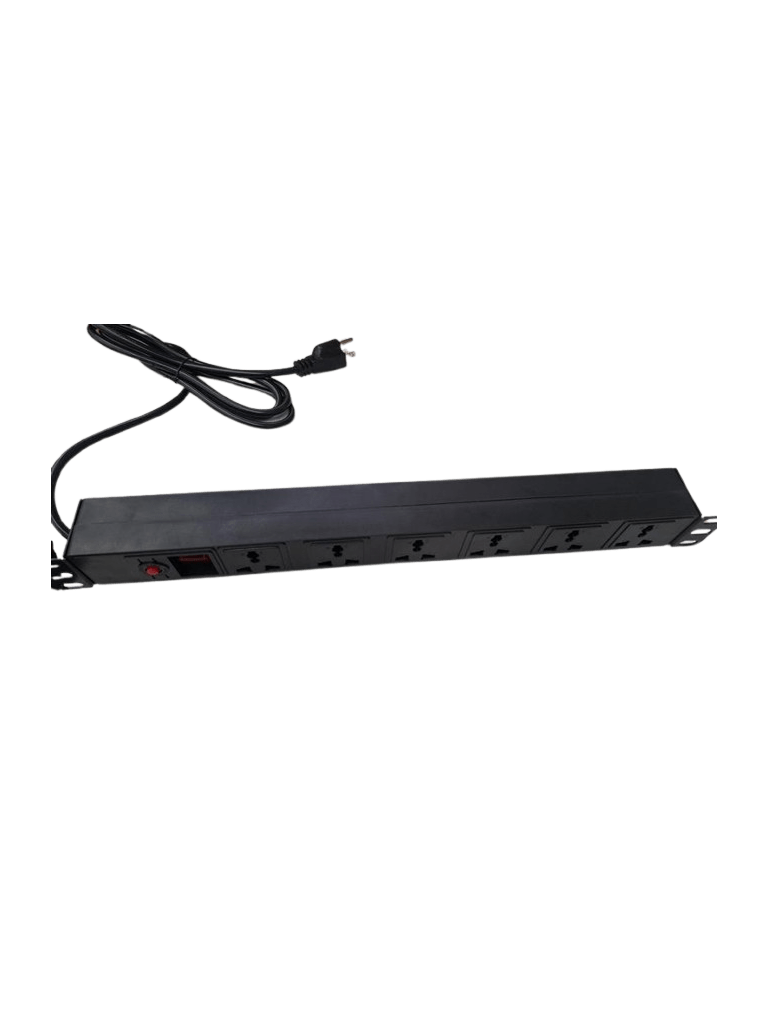 SAXXON SXPDU6UPL- Barra PDU con 6 Contactos Individuales , Rack 19" 1UR , 15 Amp , 120V , Protección contra rayos , Carcasa de Plástico