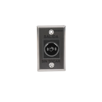 Botón de Salida sin Contacto / Sensor IR / Iluminado / Normalmente Abierto y Cerrado / Distancia Ajustable de Detección /  Rele Ajustable de 0.5 a 30 Segundos / Uso Interior
