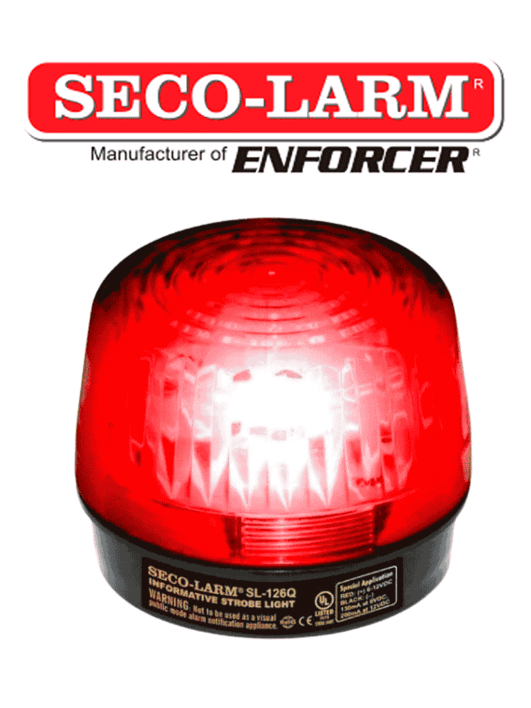 Seco-Larm SL126QR -  Luz Estroboscópica Alámbrica, 6-12VDC, Roja Compatible IHORN / RISCO / DSC / BOSCH