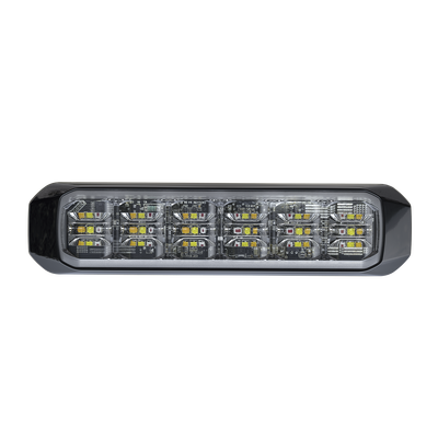 Luz Auxiliar de 18 LED, SAE, Tricolor, Bisel Negro, Rojo/Blanco/Ambar, Lente Transparente