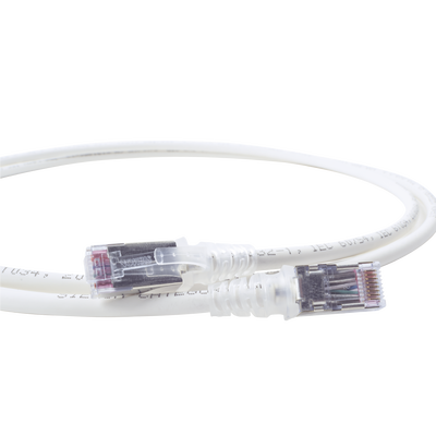 Patch Cord Skinny Cat6A Blindado S/FTP, 1.52 Metros (5 Pies), Diámetro Reducido 28 AWG, Color Blanco