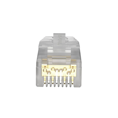 Plug RJ45 Cat6A, Para Cable UTP de Calibre 26 AWG, Chapado en Oro de 50 Micras, Paquete de 100 Piezas
