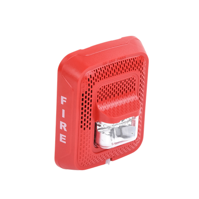 Bocina con Lámpara Estroboscópica, Montaje en Pared, Color Rojo, Nuevo Diseño Moderno y Elegante y Menor Consumo de Corriente