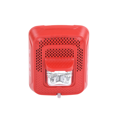 Bocina con Lámpara Estroboscópica, Montaje en Pared, Color Rojo, Nuevo Diseño Moderno y Elegante y Menor Consumo de Corriente