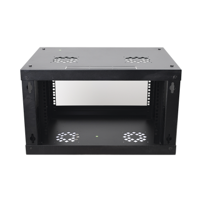 Gabinete de Pared de 6U con Puerta Perforada, 455 mm de Profundidad Total, Rack de 19'', Acero Reforzado Color Negro