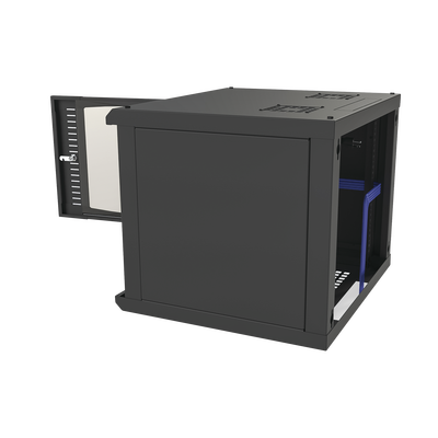 Gabinete para Montaje en Pared Fijo, con 9 Unidades de Rack, de 19in, Puerta de Cristal Templado, Fabricado en Acero