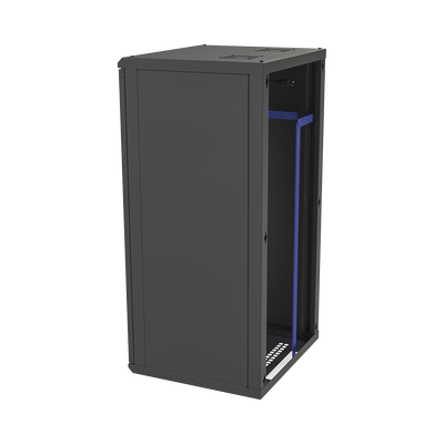 Gabinete para Montaje en Pared, Puerta de Cristal Templado, Cuerpo Fijo con Rack 19" de 24 Unidades