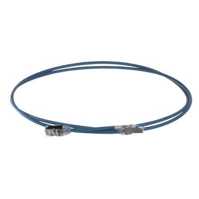 Patch Cord Cat6A, Diametro Reducido 28 AWG, Blindado S/FTP, CM/LS0H, 0.20 Metros (0.66 Pies), Color Azul